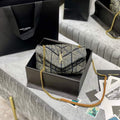 Saint Laurent Lou lou Puffer Mini Shoulder Bag YSL 620333 Blue with Belt Tan