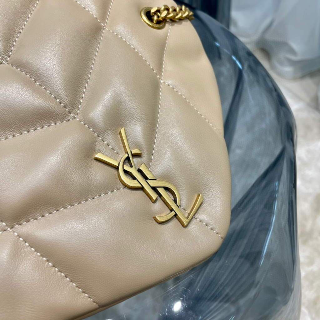 Saint Laurent Lou lou Puffer Mini Shoulder Bag YSL 620333 Apricot Gold