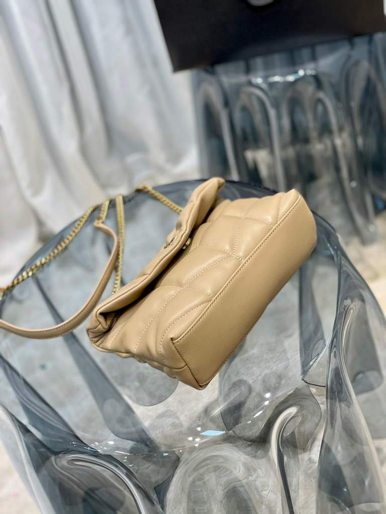 Saint Laurent Lou lou Puffer Mini Shoulder Bag YSL 620333 Apricot Gold