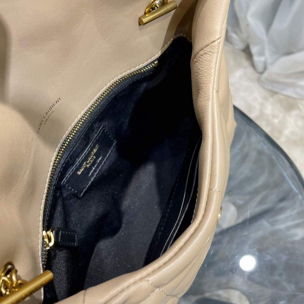Saint Laurent Lou lou Puffer Mini Shoulder Bag YSL 620333 Apricot Gold