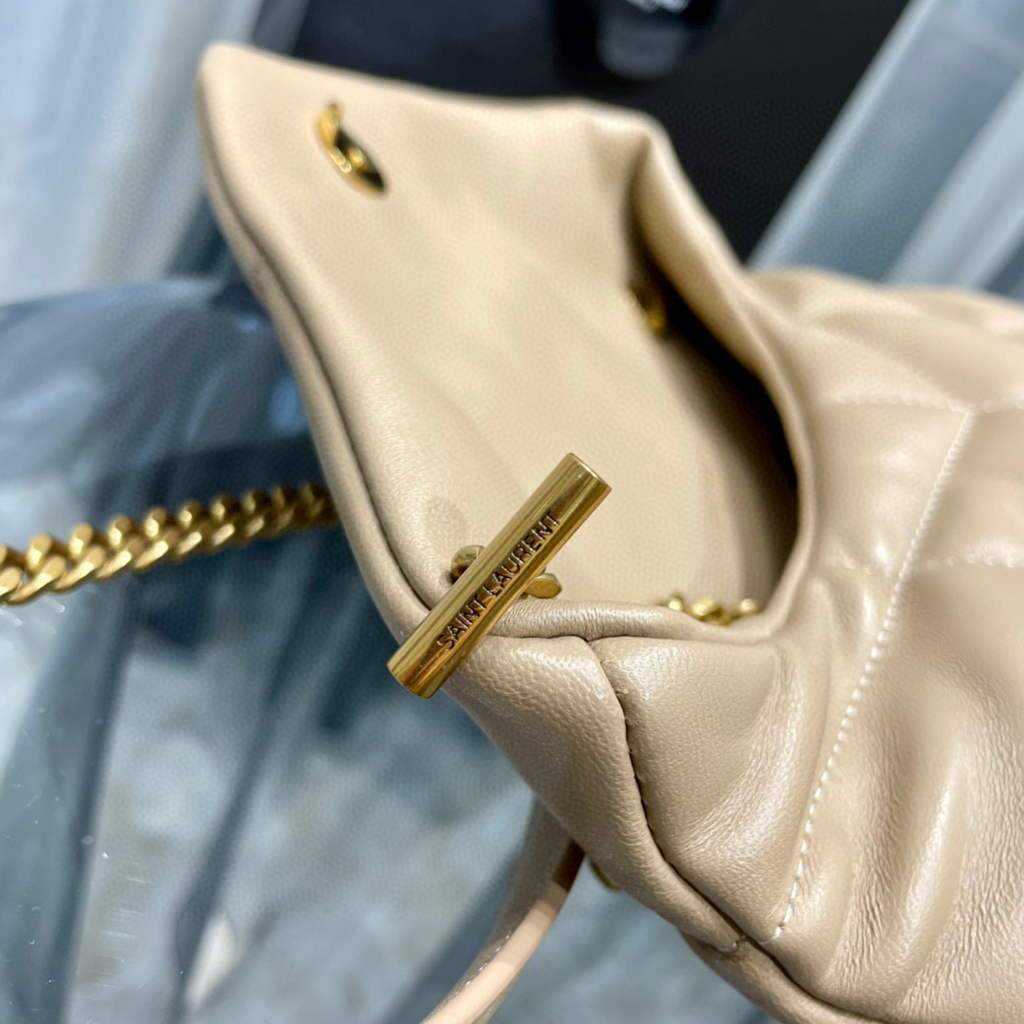 Saint Laurent Lou lou Puffer Mini Shoulder Bag YSL 620333 Apricot Gold