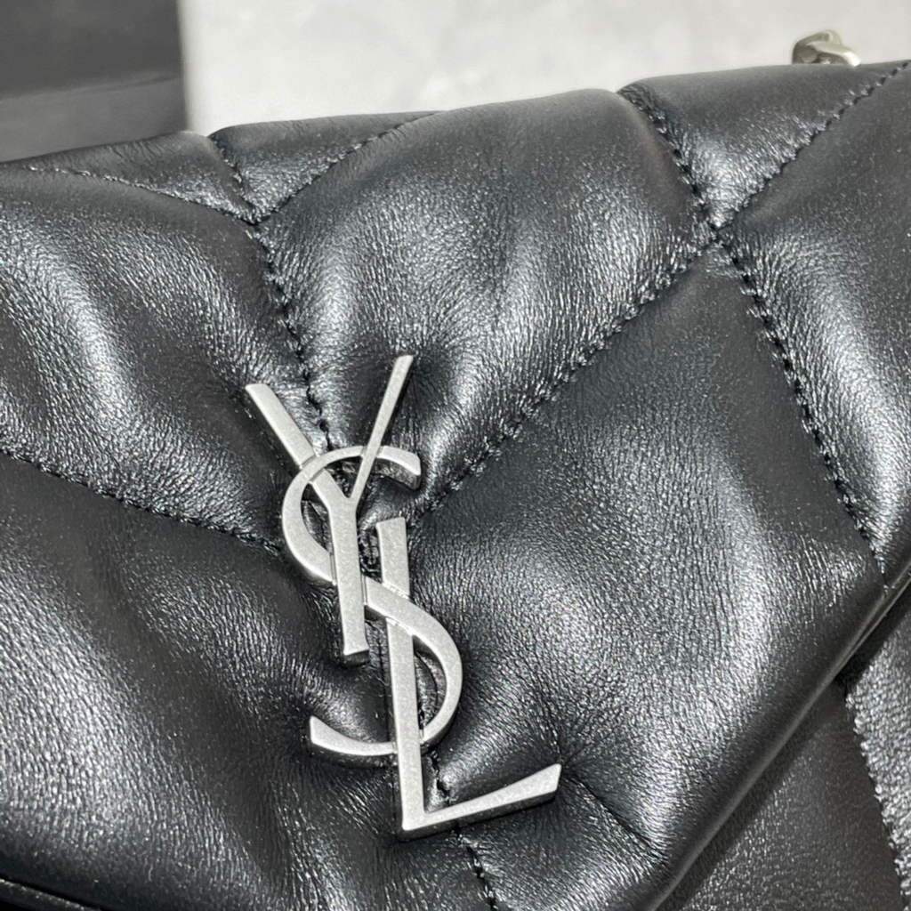 Saint Laurent Lou lou Puffer Mini Shoulder Bag YSL 620333 Black Sliver