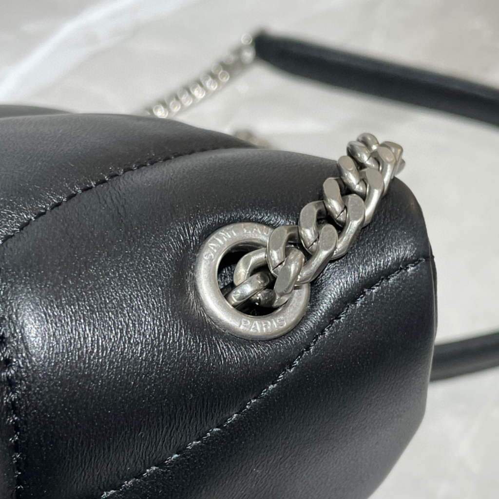 Saint Laurent Lou lou Puffer Mini Shoulder Bag YSL 620333 Black Sliver