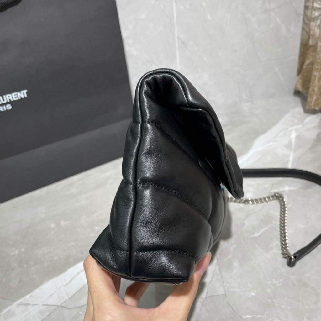 Saint Laurent Lou lou Puffer Mini Shoulder Bag YSL 620333 Black Sliver