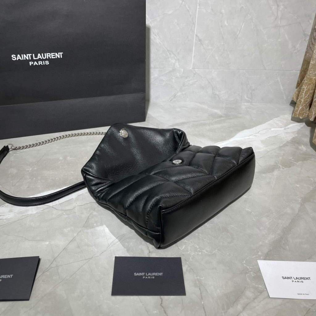 Saint Laurent Lou lou Puffer Mini Shoulder Bag YSL 620333 Black Sliver