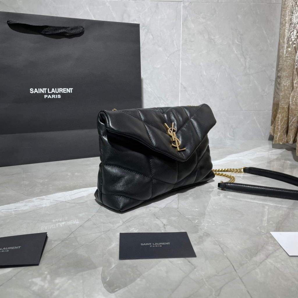 Saint Laurent Lou lou Puffer Mini Shoulder Bag YSL 620333 Black Gold