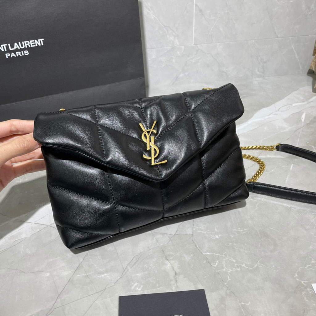 Saint Laurent Lou lou Puffer Mini Shoulder Bag YSL 620333 Black Gold