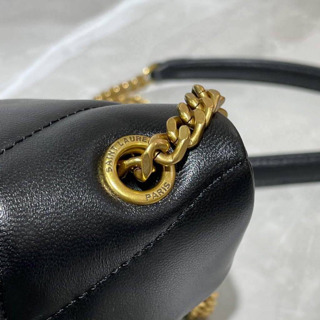 Saint Laurent Lou lou Puffer Mini Shoulder Bag YSL 620333 Black Gold