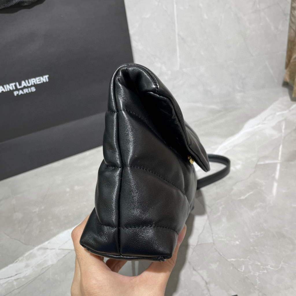 Saint Laurent Lou lou Puffer Mini Shoulder Bag YSL 620333 Black Gold