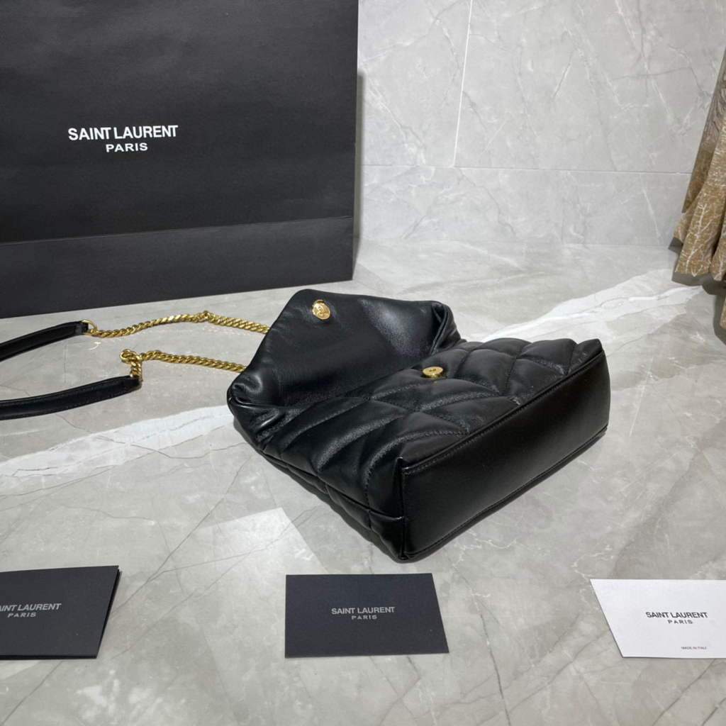 Saint Laurent Lou lou Puffer Mini Shoulder Bag YSL 620333 Black Gold