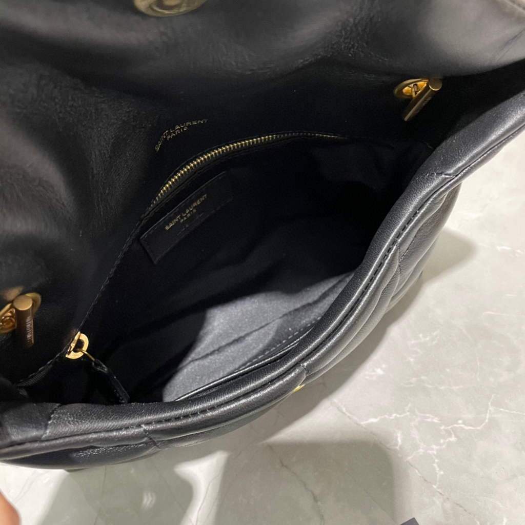 Saint Laurent Lou lou Puffer Mini Shoulder Bag YSL 620333 Black Gold