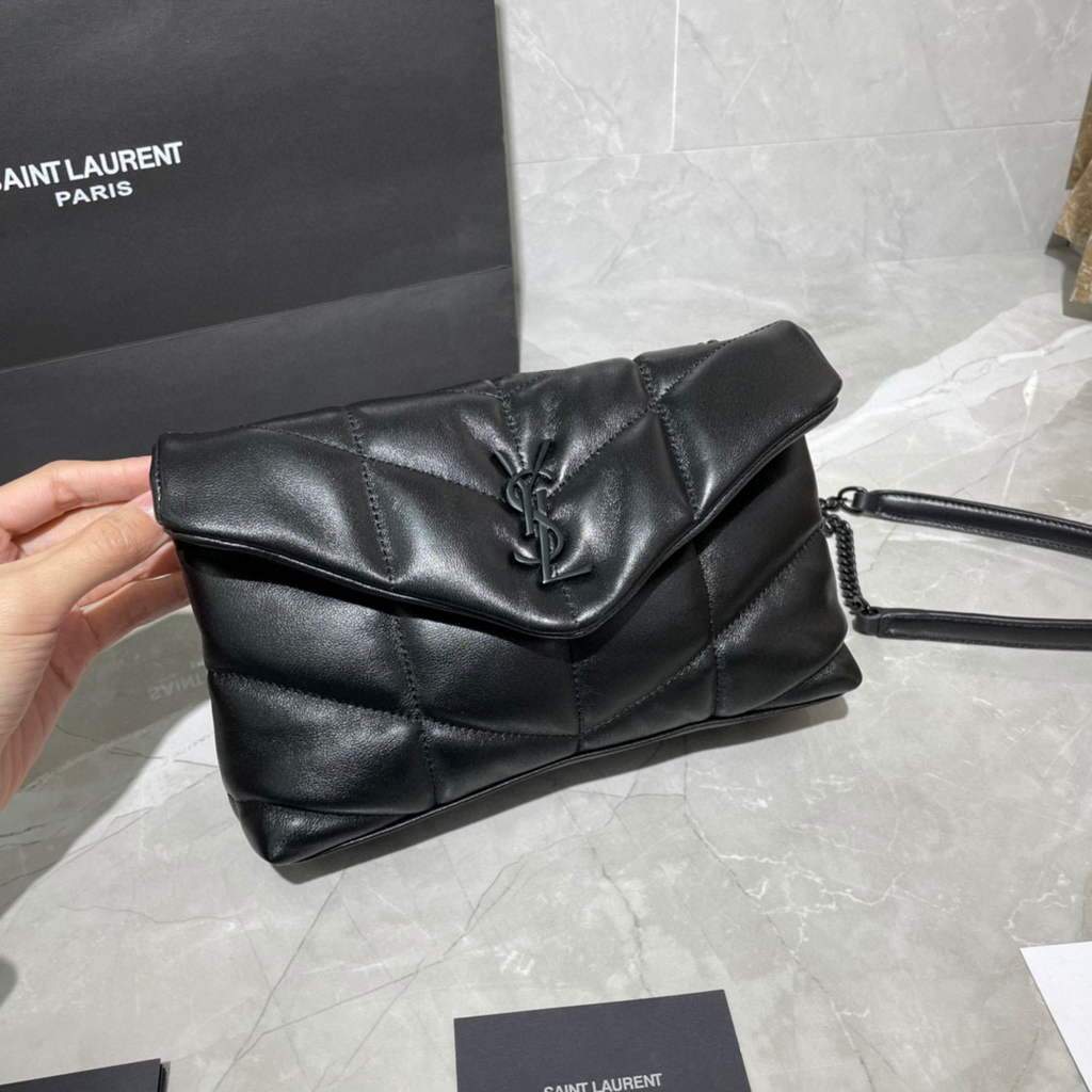 Saint Laurent Lou lou Puffer Mini Shoulder Bag YSL 620333 Black With Black