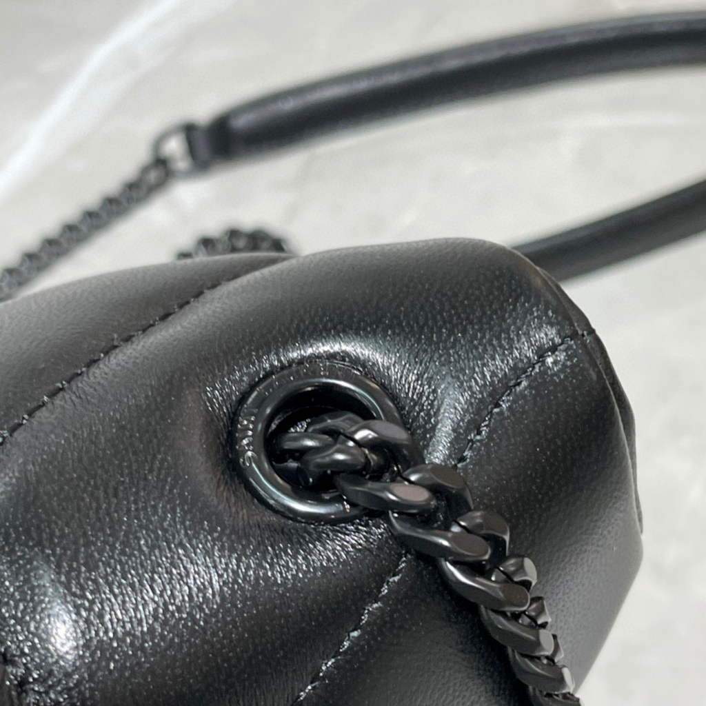 Saint Laurent Lou lou Puffer Mini Shoulder Bag YSL 620333 Black With Black