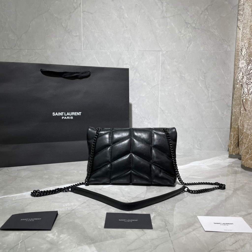 Saint Laurent Lou lou Puffer Mini Shoulder Bag YSL 620333 Black With Black