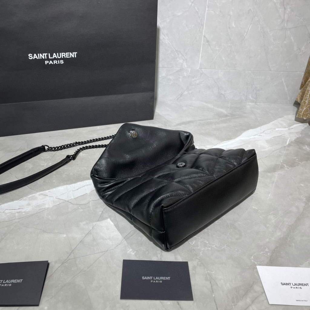 Saint Laurent Lou lou Puffer Mini Shoulder Bag YSL 620333 Black With Black