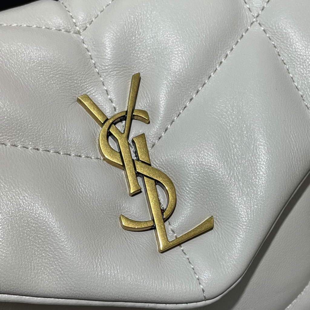 Saint Laurent Lou lou Puffer Mini Shoulder Bag YSL 620333 White Gold