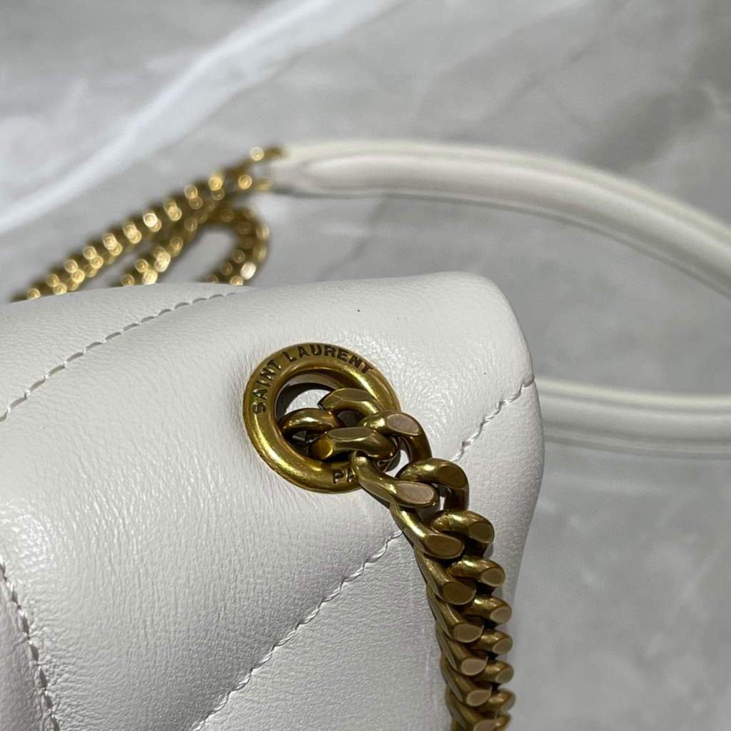 Saint Laurent Lou lou Puffer Mini Shoulder Bag YSL 620333 White Gold