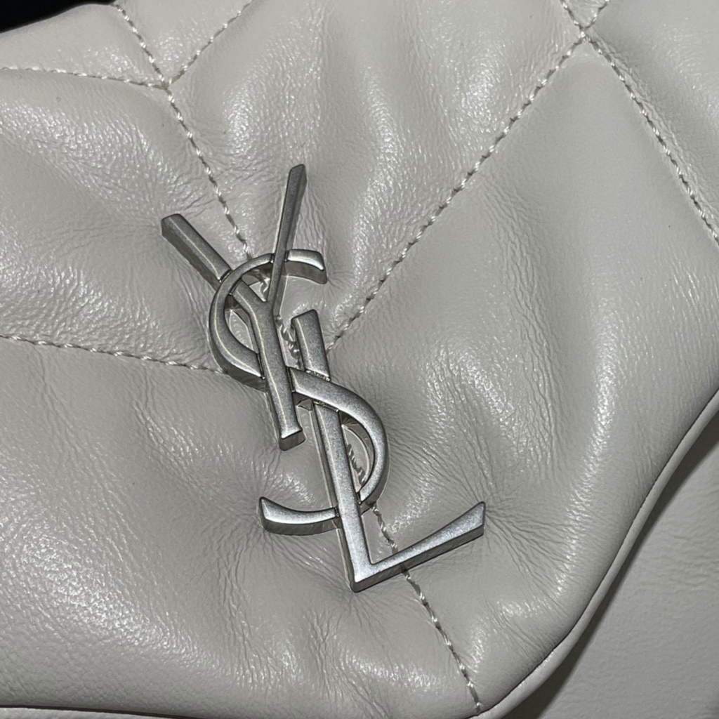 Saint Laurent Lou lou Puffer Mini Shoulder Bag YSL 620333 White Sliver