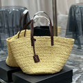 Saint Laurent YSL 693242 Tote Panier Maxi Bag In Raffia Apricot - Default Title - View 1