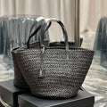 Saint Laurent YSL 693242 Tote Panier Maxi Bag In Raffia Black - Default Title - View 1