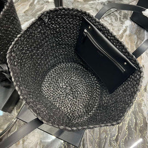 Saint Laurent YSL 693242 Tote Panier Maxi Bag In Raffia Black - Default Title - View 7