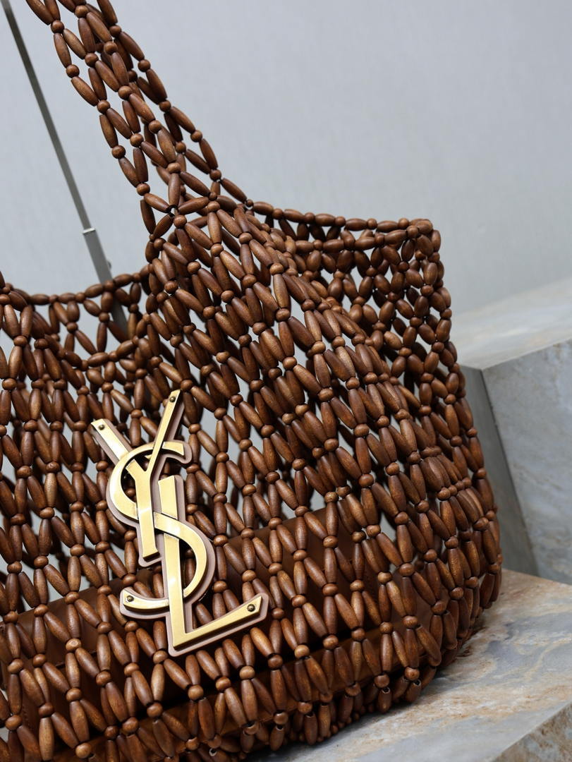 Saint Laurent YSL 698651 ICARE in in wood beads LIGHT WOOD