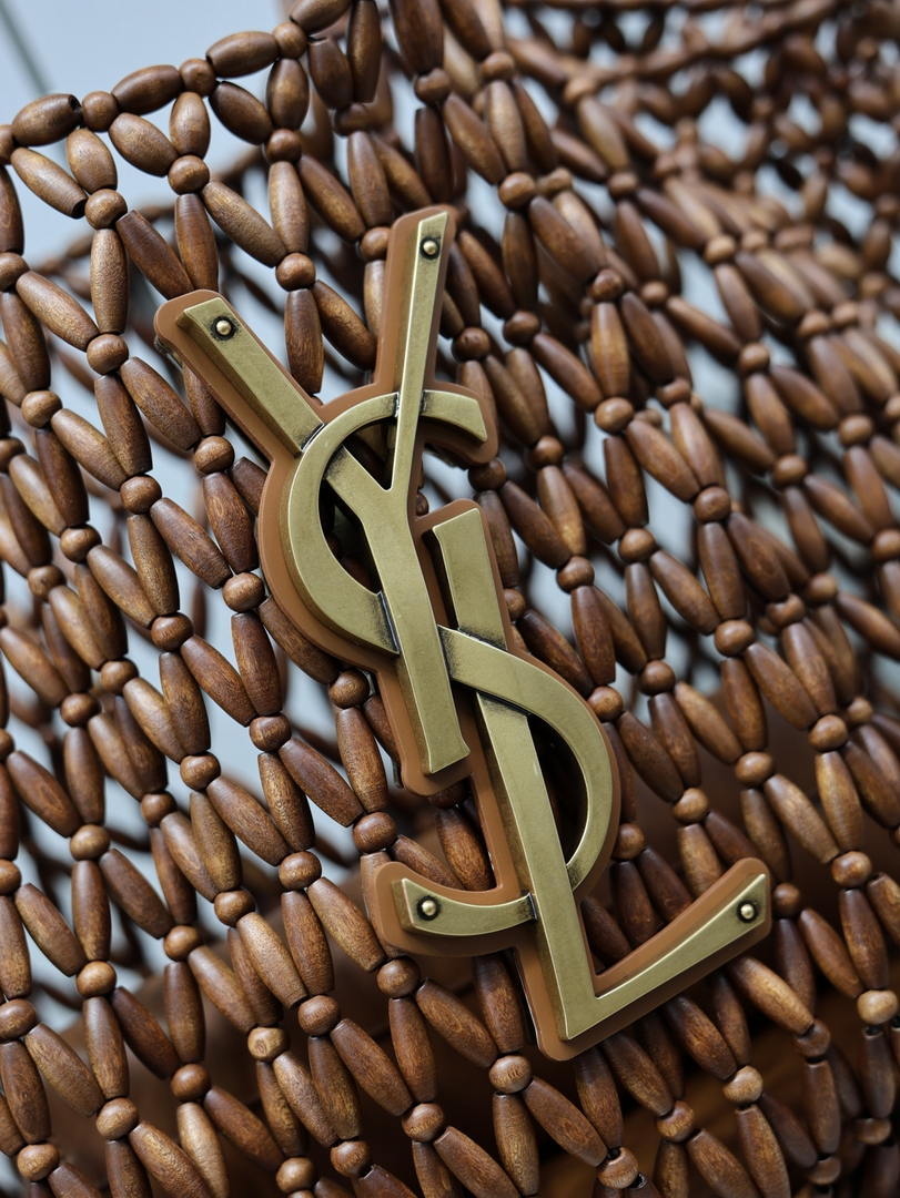 Saint Laurent YSL 698651 ICARE in in wood beads LIGHT WOOD