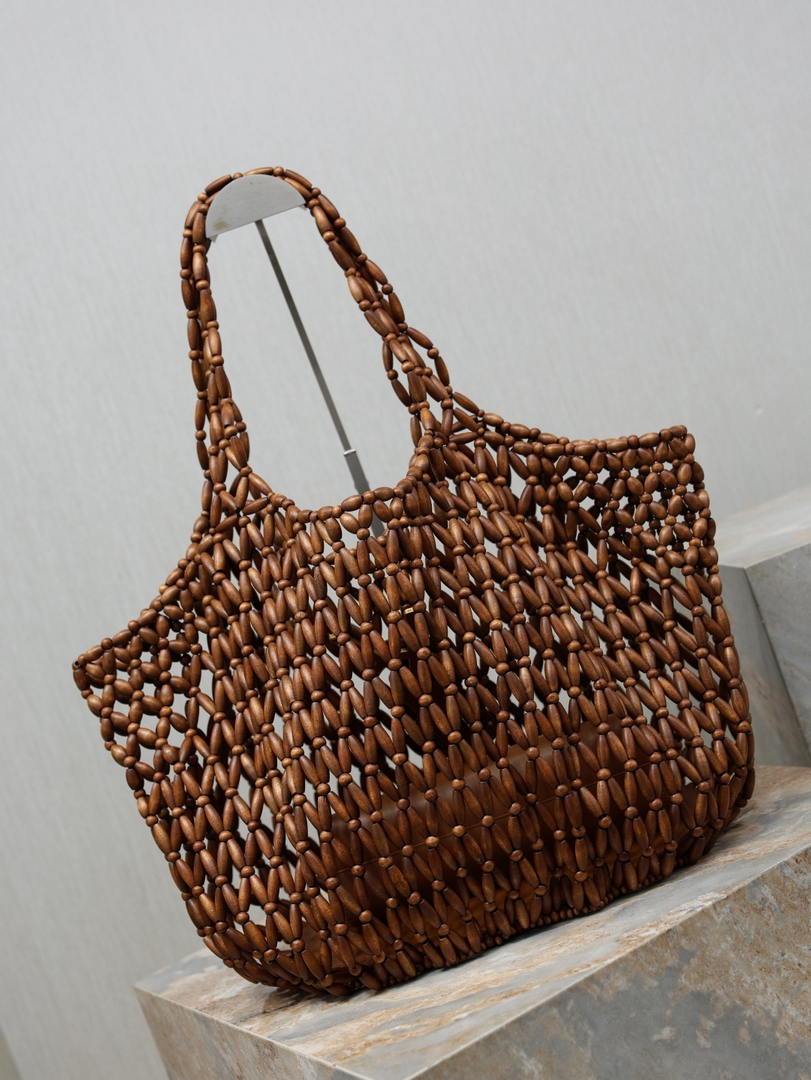 Saint Laurent YSL 698651 ICARE in in wood beads LIGHT WOOD