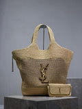 Saint Laurent YSL 698651 Icare In Raffia Maxi Shopping Bag Nature