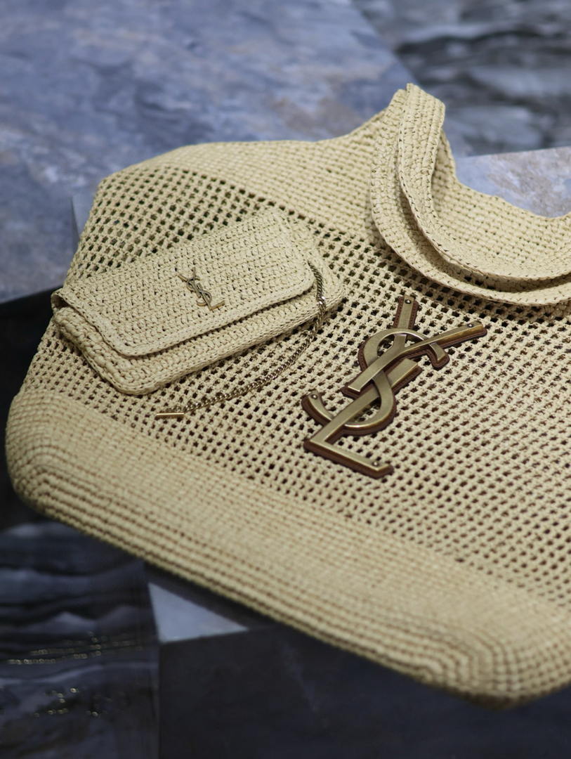 Saint Laurent YSL 698651 Icare In Raffia Maxi Shopping Bag Nature
