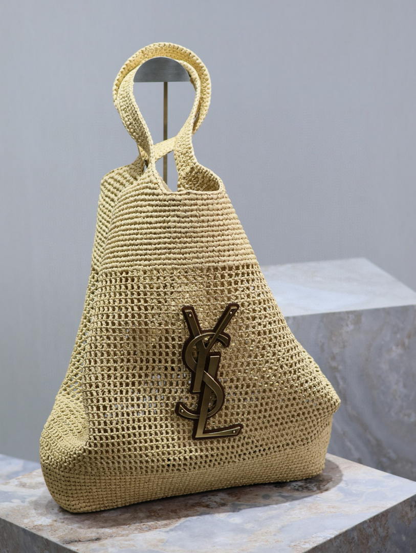 Saint Laurent YSL 698651 Icare In Raffia Maxi Shopping Bag Nature