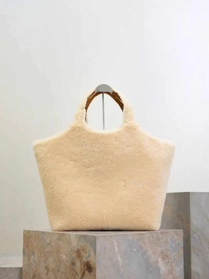 Saint Laurent YSL 698651 ICARE in shearling Maxi Shopping Bag NATURALE