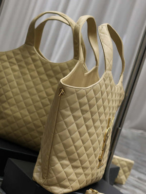 Saint Laurent YSL 698651 Icare Maxi Shopping Bag In Quilted Lambskin Apricot - Default Title - View 4