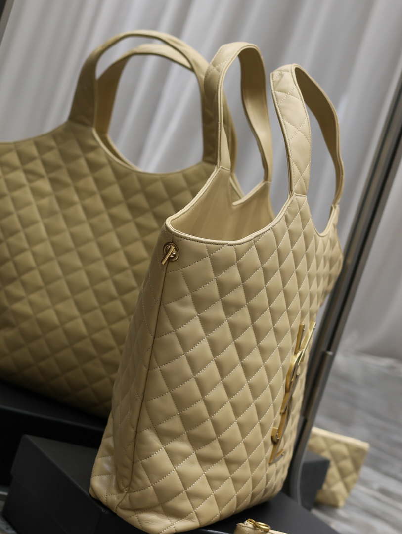 Saint Laurent YSL 698651 Icare Maxi Shopping Bag In Quilted Lambskin Apricot - Default Title - View 4