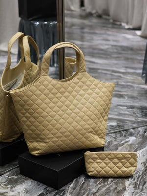 Saint Laurent YSL 698651 Icare Maxi Shopping Bag In Quilted Lambskin Apricot - Default Title - View 5