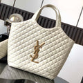 Saint Laurent YSL 698651 Icare Maxi Shopping Bag In Quilted Lambskin White - Default Title - View 1