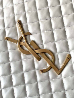 Saint Laurent YSL 698651 Icare Maxi Shopping Bag In Quilted Lambskin White - Default Title - View 5