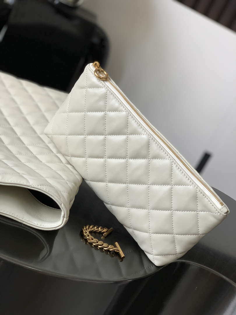 Saint Laurent YSL 698651 Icare Maxi Shopping Bag In Quilted Lambskin White - Default Title - View 6