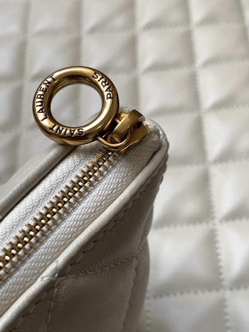 Saint Laurent YSL 698651 Icare Maxi Shopping Bag In Quilted Lambskin White