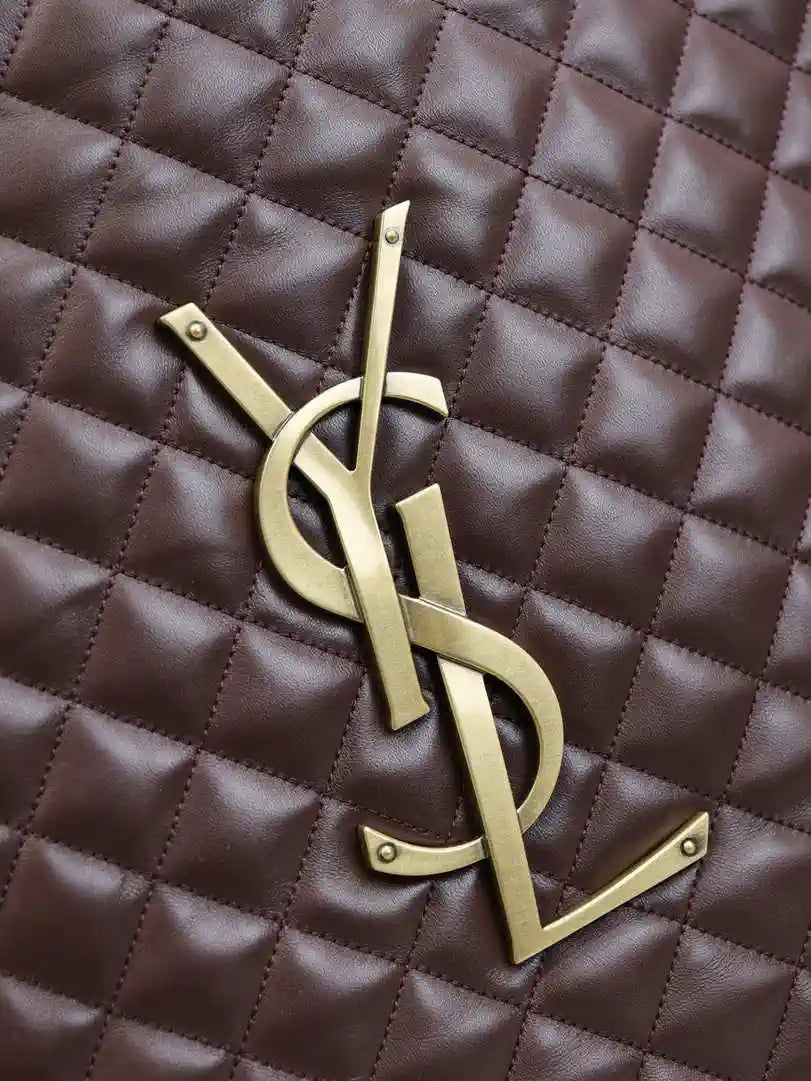Saint Laurent YSL 698651 Icare Maxi Shopping Bag In Quilted Lambskin Wine Red