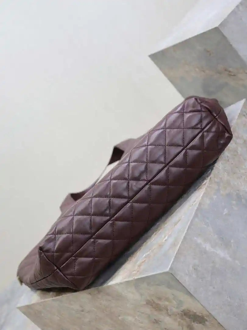 Saint Laurent YSL 698651 Icare Maxi Shopping Bag In Quilted Lambskin Wine Red
