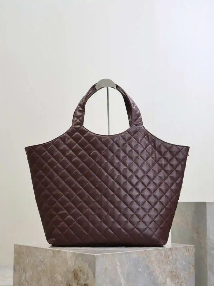 Saint Laurent YSL 698651 Icare Maxi Shopping Bag In Quilted Lambskin Wine Red