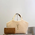 Saint Laurent YSL 858191 ICARE in shearling Medium Shopping Bag NATURALE