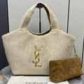 Saint Laurent YSL 858191 ICARE Medium in Lamb wool Beige
