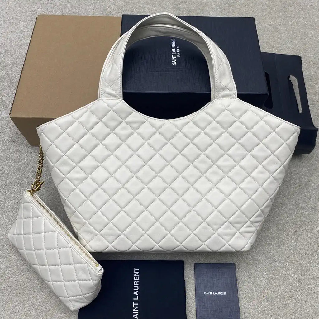 Saint Laurent YSL 858191 ICARE Medium in quilted nappa White