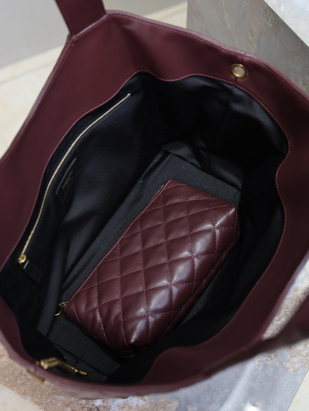 Saint Laurent YSL 858191 ICARE Medium in quilted nappa Wine Red