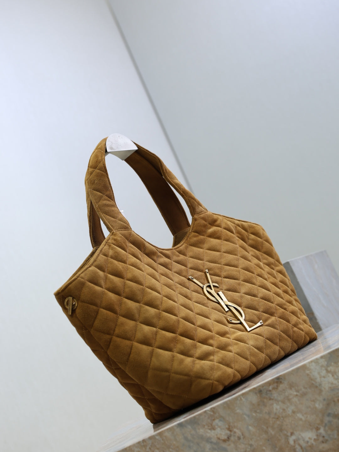 Saint Laurent YSL 858191 ICARE Medium in quilted Suede Brown