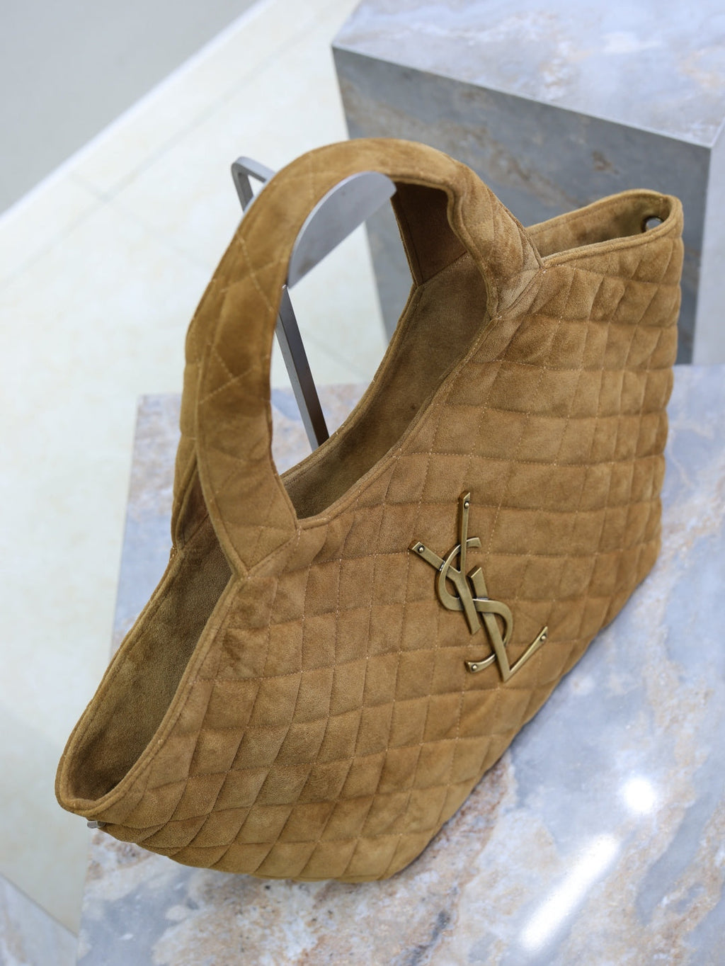 Saint Laurent YSL 858191 ICARE Medium in quilted Suede Brown