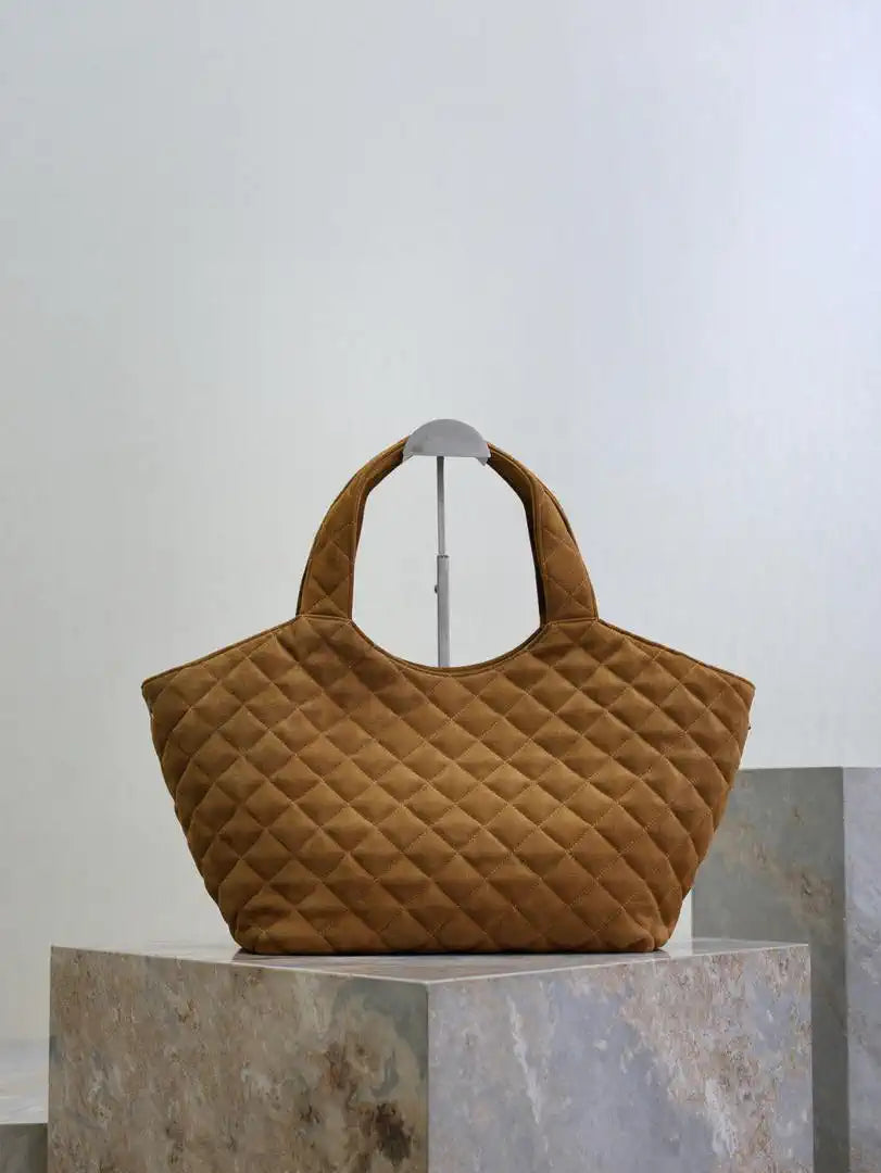 Saint Laurent YSL 858191 ICARE Medium in quilted Suede Brown