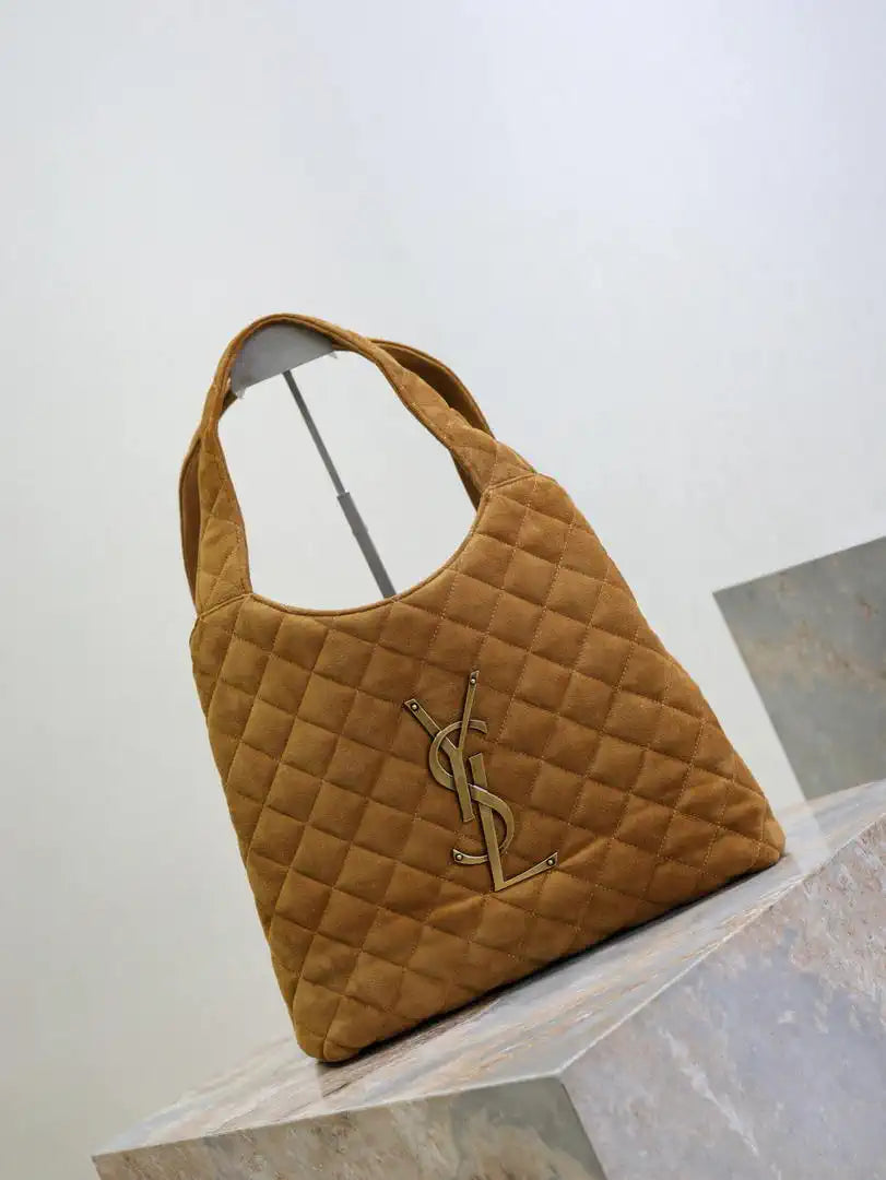 Saint Laurent YSL 858191 ICARE Medium in quilted Suede Brown